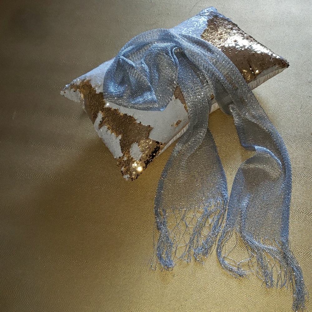 Sparkly silver metallic scarf
